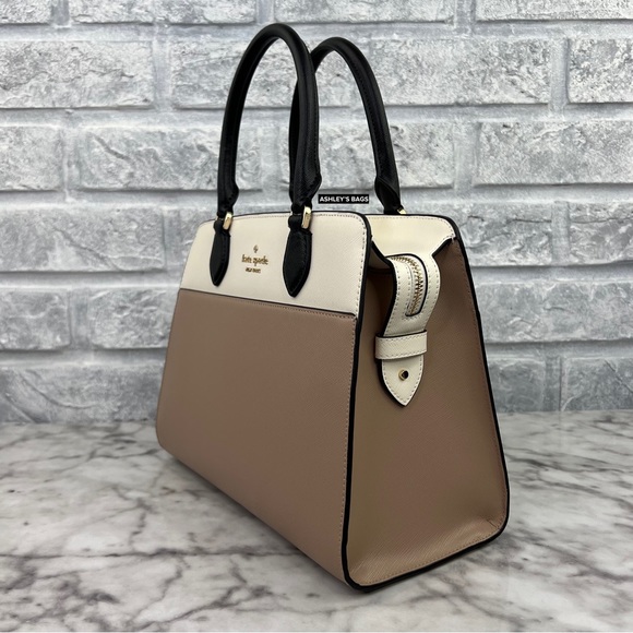 Kate Spade Madison Colorblock Medium Satchel Crossbody In Toasted Hazelnut - Picture 2 of 11
